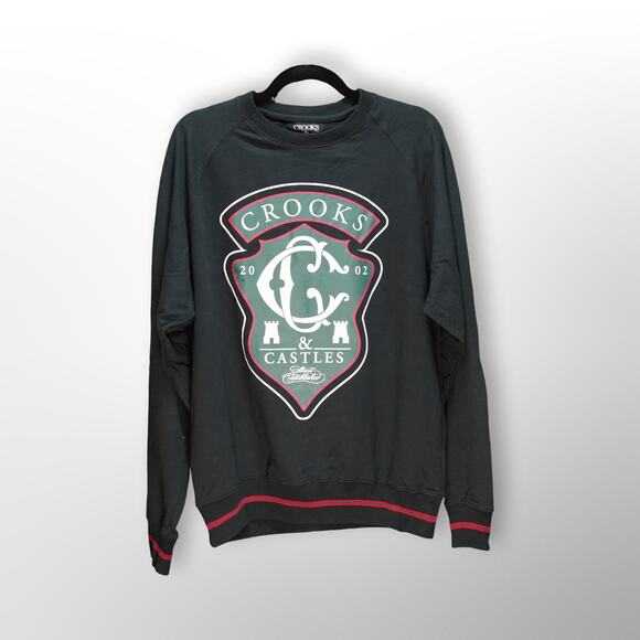 The Marok Sweater Crewneck Black Sweatshirt in Medium by Crooks & Castle - Picture 1 of 5